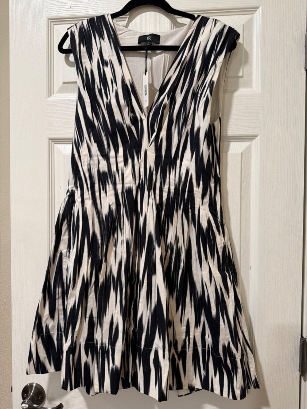 Banana Republic Womens Black & White Ikat Print Sleeveless Dress Size 12 New Wit